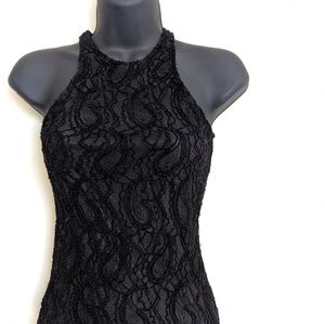 Black Lace Bodycon Stretchy Dress, LBD, Tank